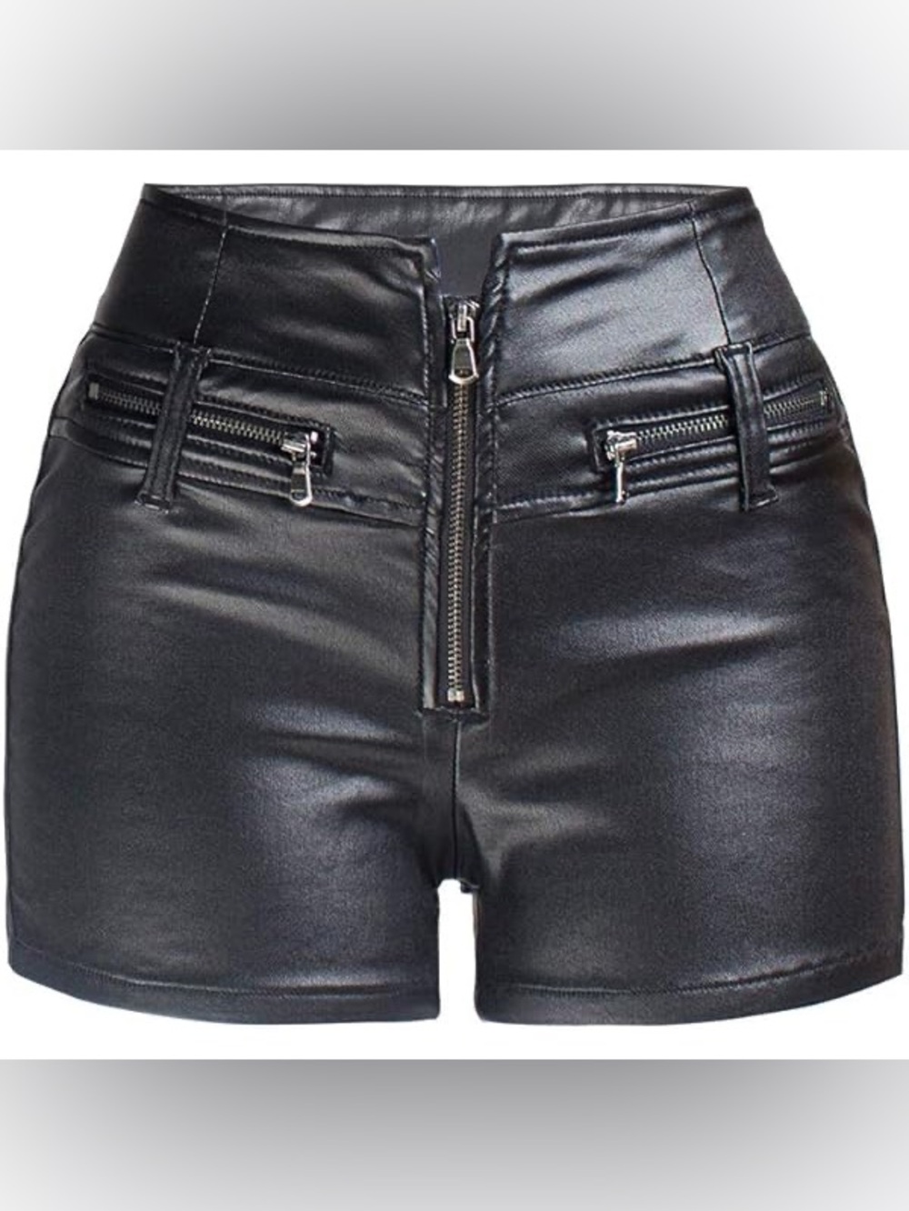 Black Faux Leather Zipper Front Mini Skirt